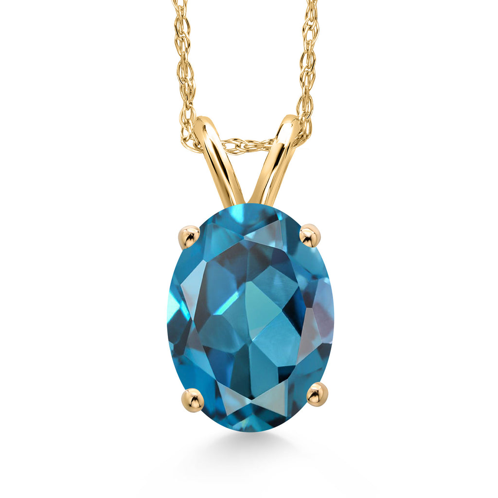London Blue Topaz - November_Pendant in 14K Yellow Gold