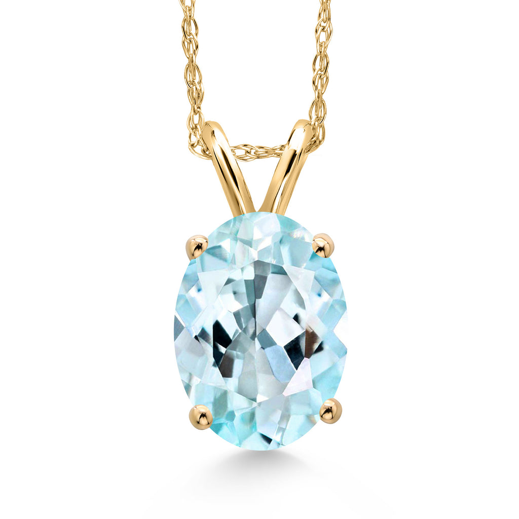 Sky Blue Topaz - November_Pendant in 14K Yellow Gold