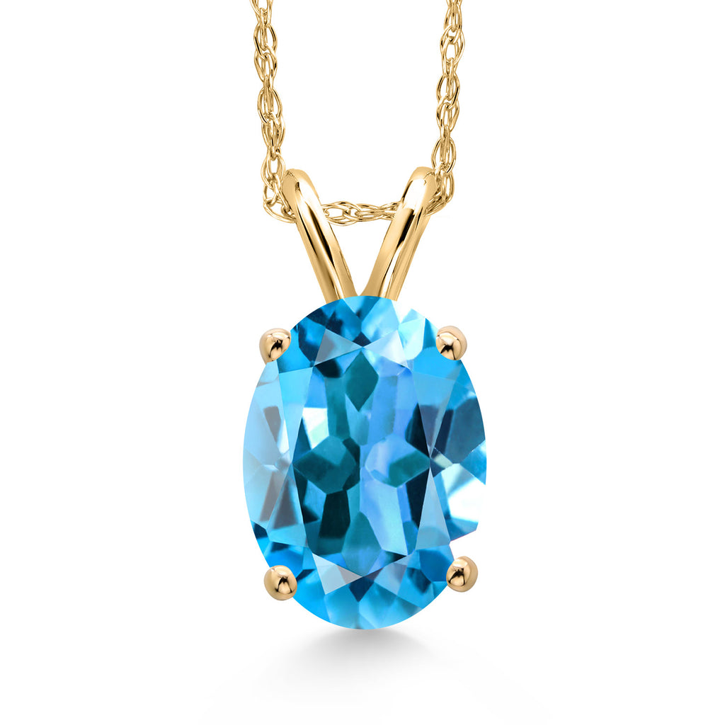 Swiss Blue Topaz - November_Pendant in 14K Yellow Gold