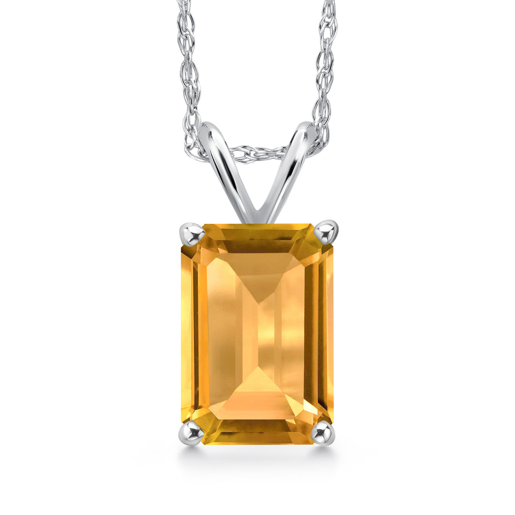 Citrine - November_Pendant in 14K White Gold