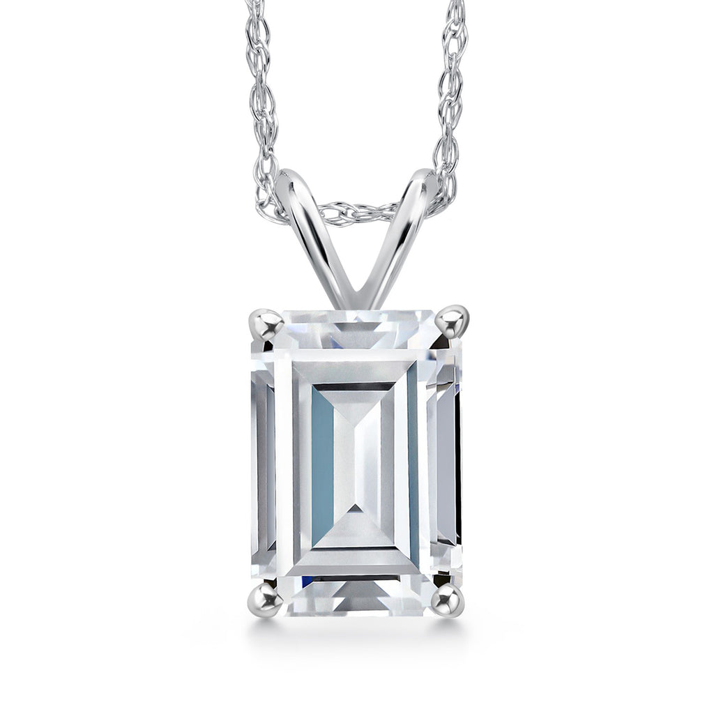 White Moissanite - April_Pendant in 14K White Gold