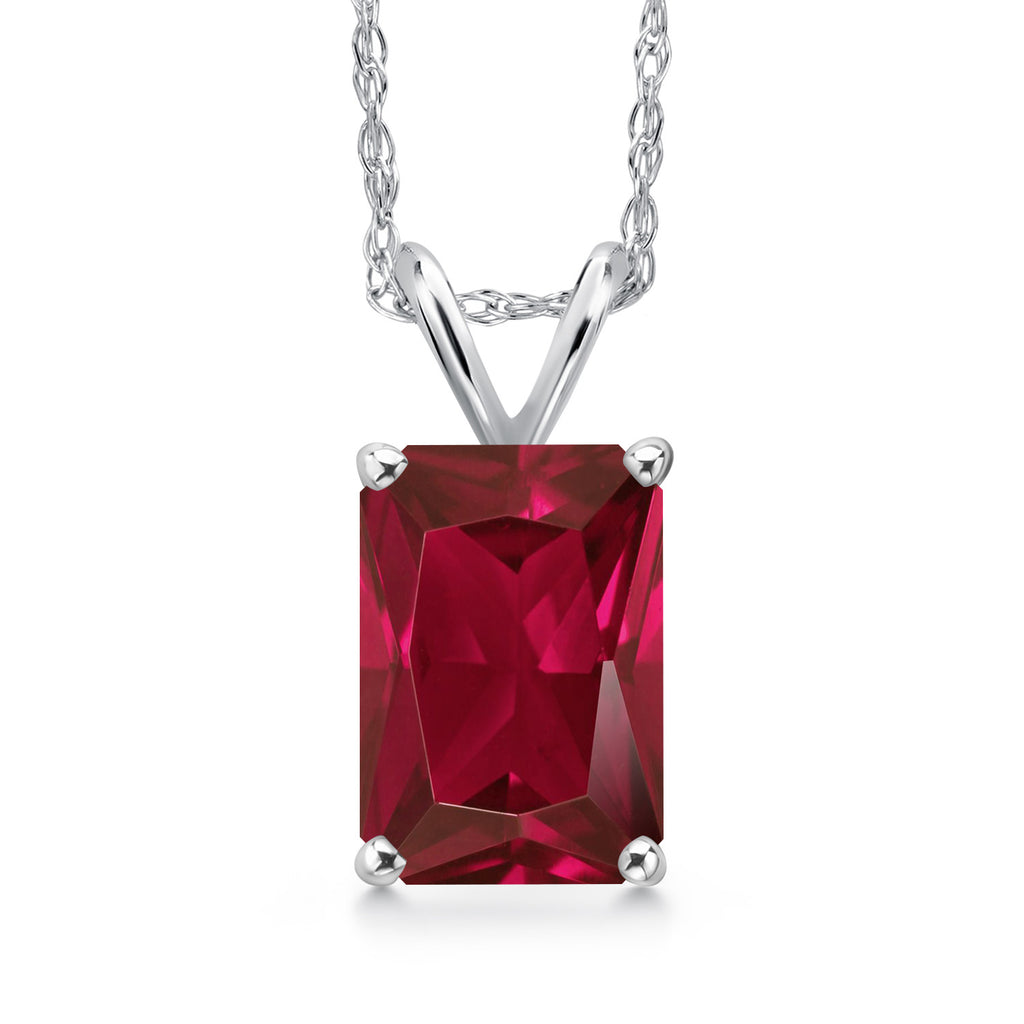 Created Ruby - July_Pendant in 14K White Gold