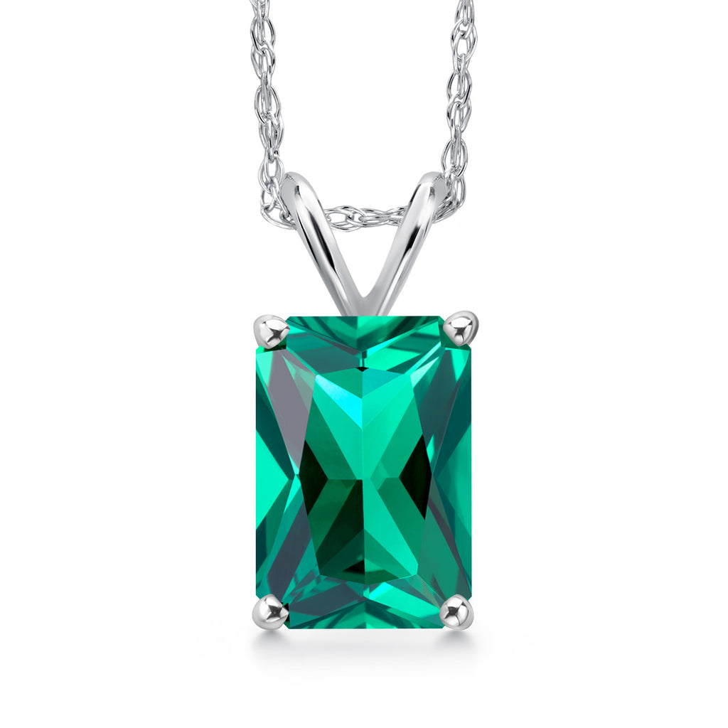 Nano Emerald - May_Pendant in 14K White Gold