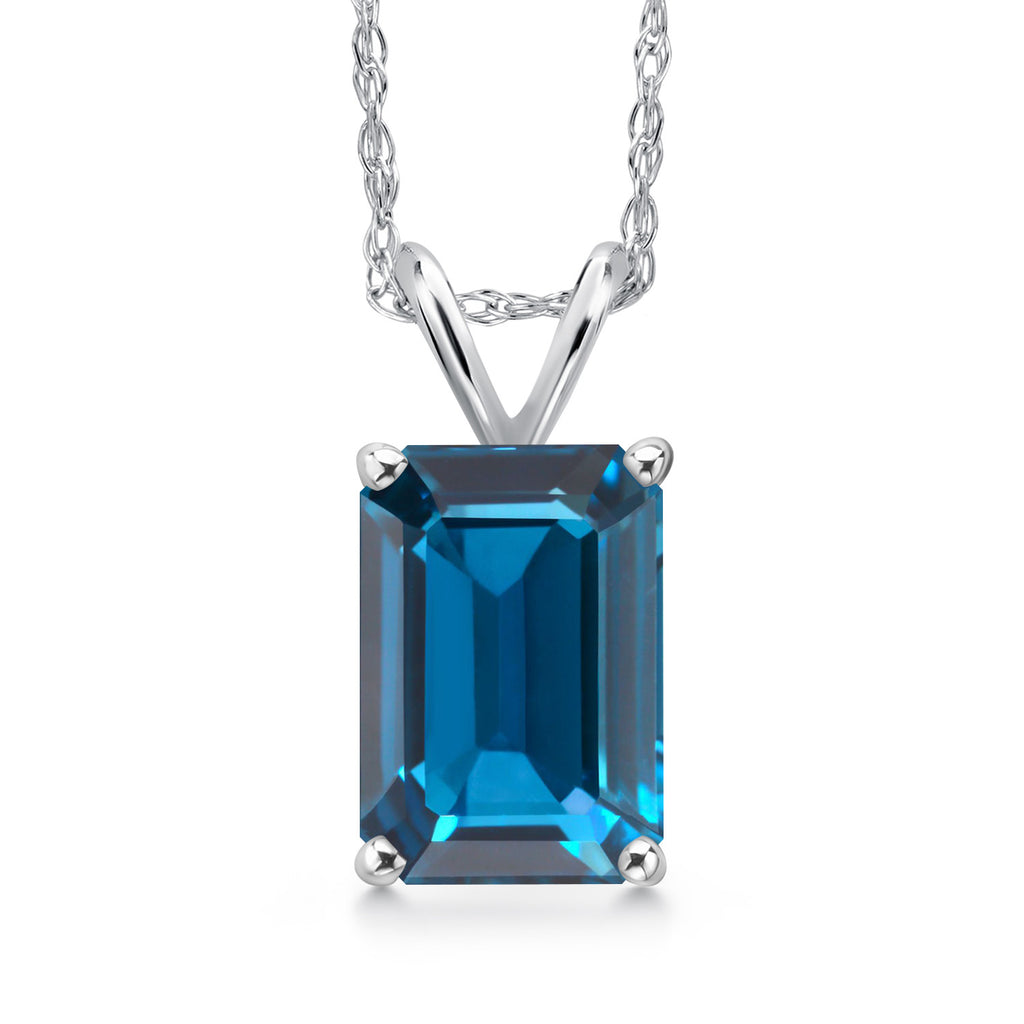 London Blue Topaz - November_Pendant in 14K White Gold