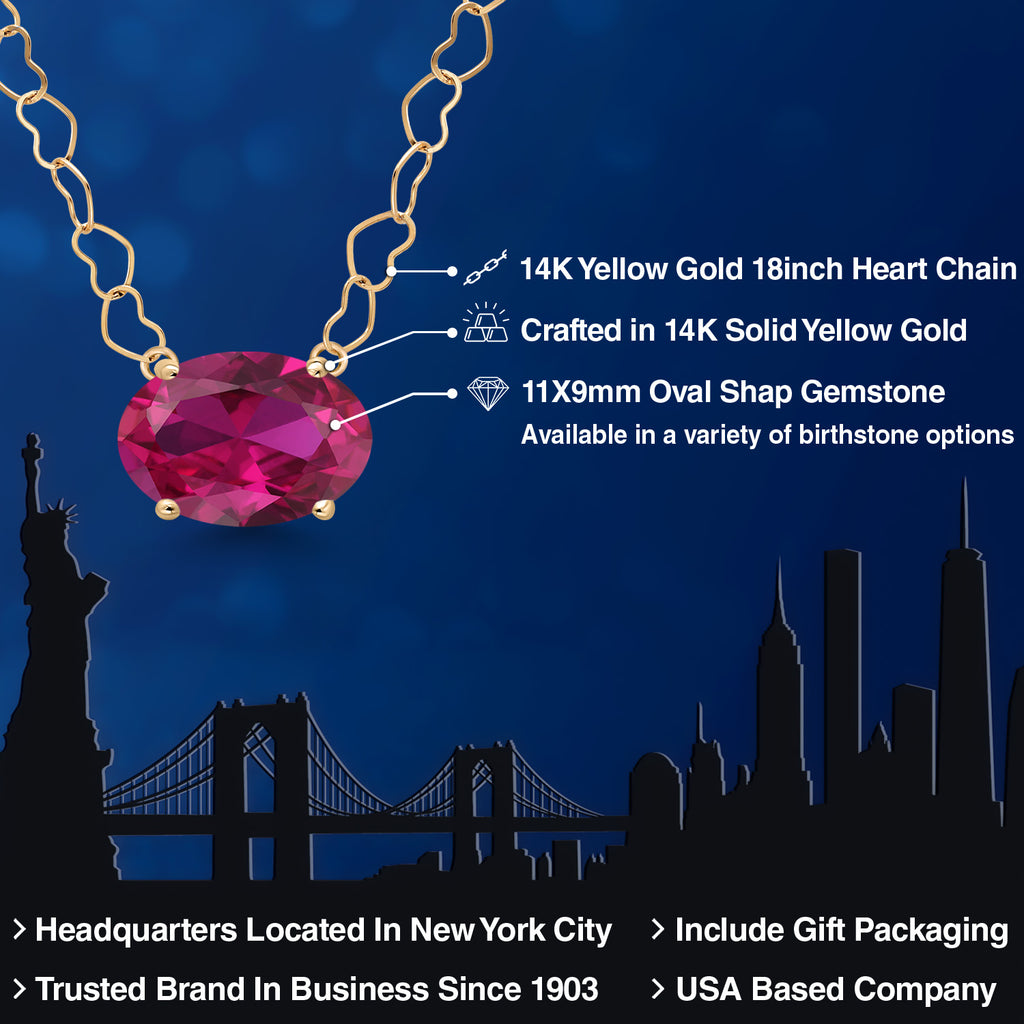 Created Ruby - July_Necklace in 14K Yellow Gold