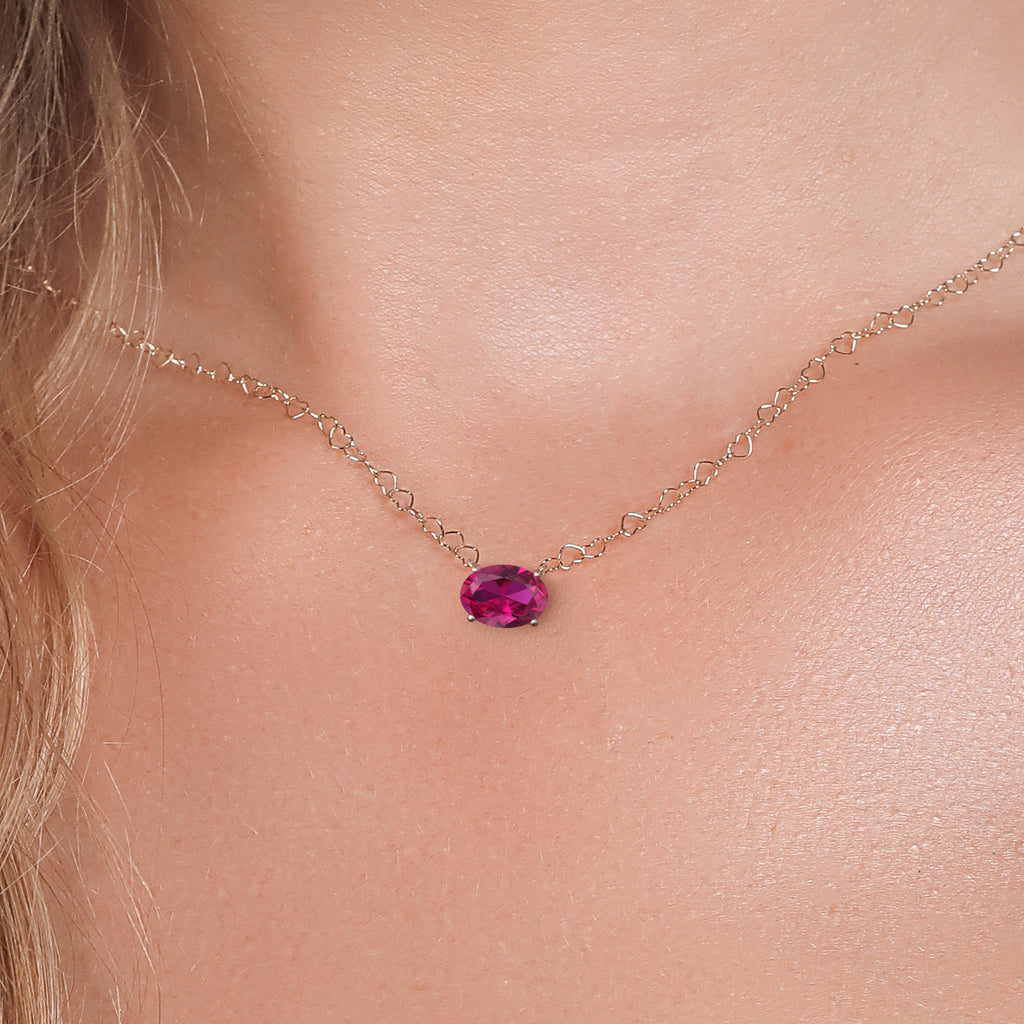 Created Ruby - July_Necklace in 14K Yellow Gold