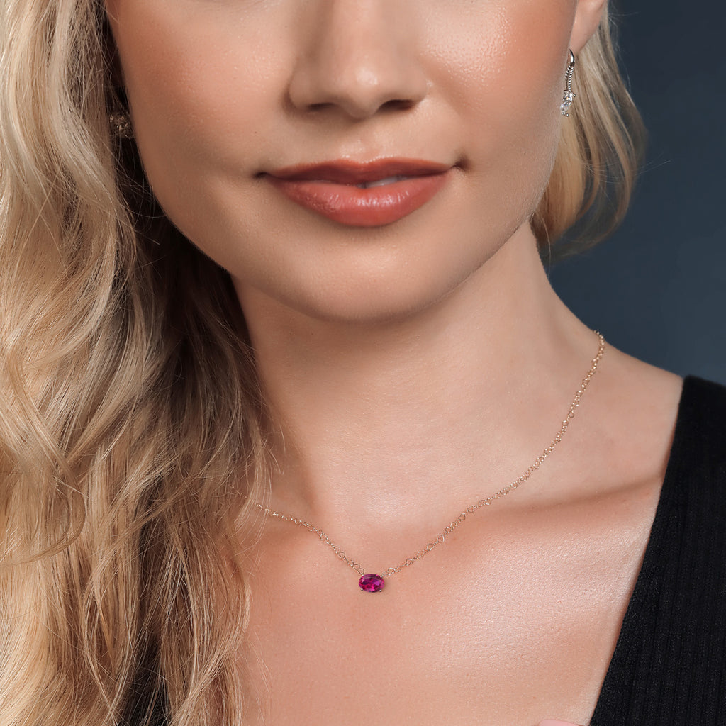 Created Ruby - July_Necklace in 14K Yellow Gold