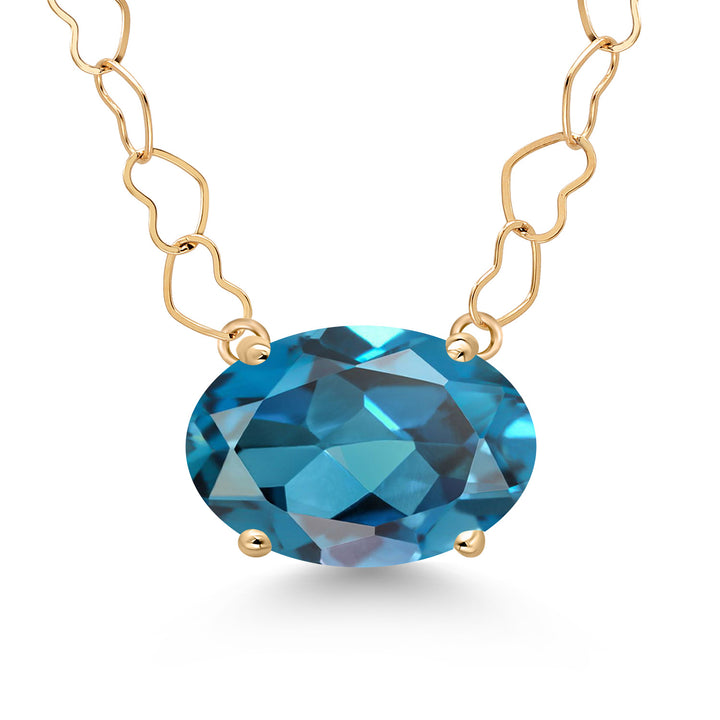 London Blue Topaz - November_Necklace in 14K Yellow Gold