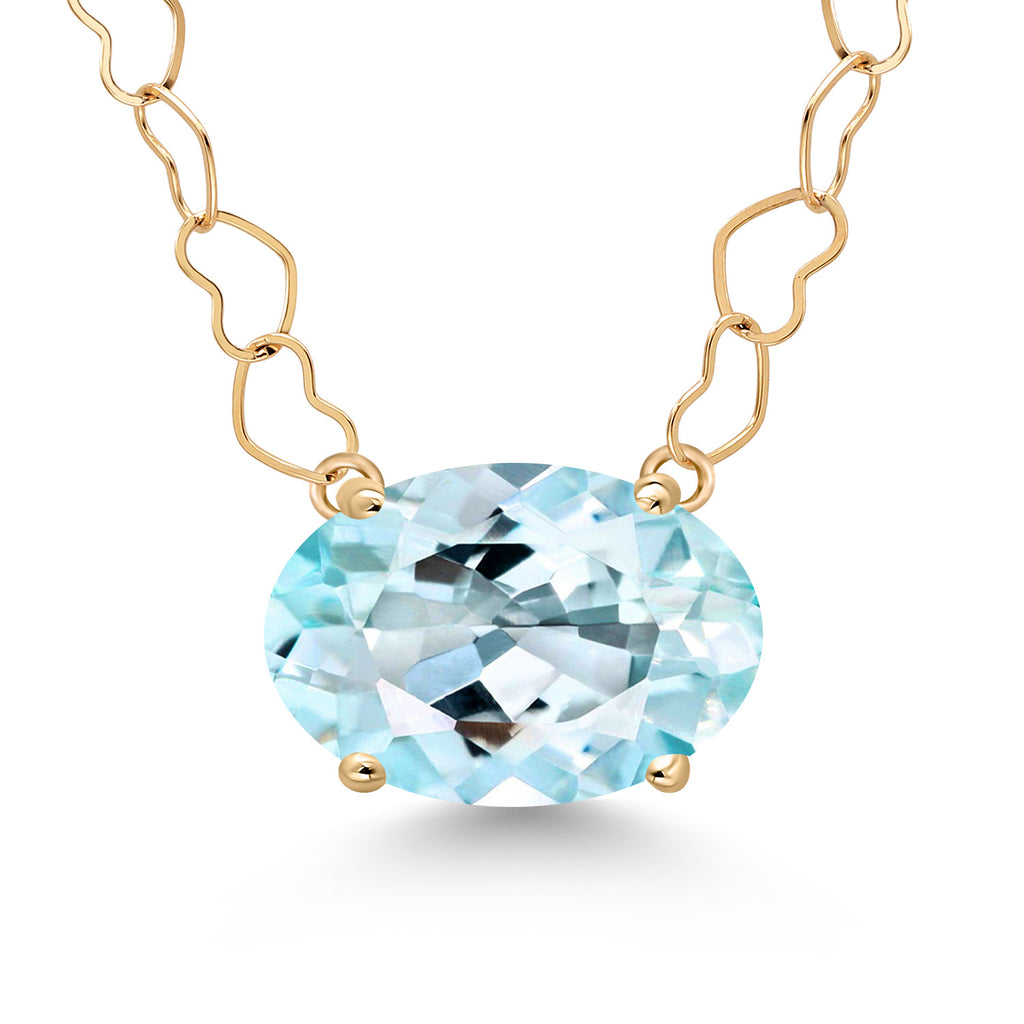 Sky Blue Topaz - November_Necklace in 14K Yellow Gold