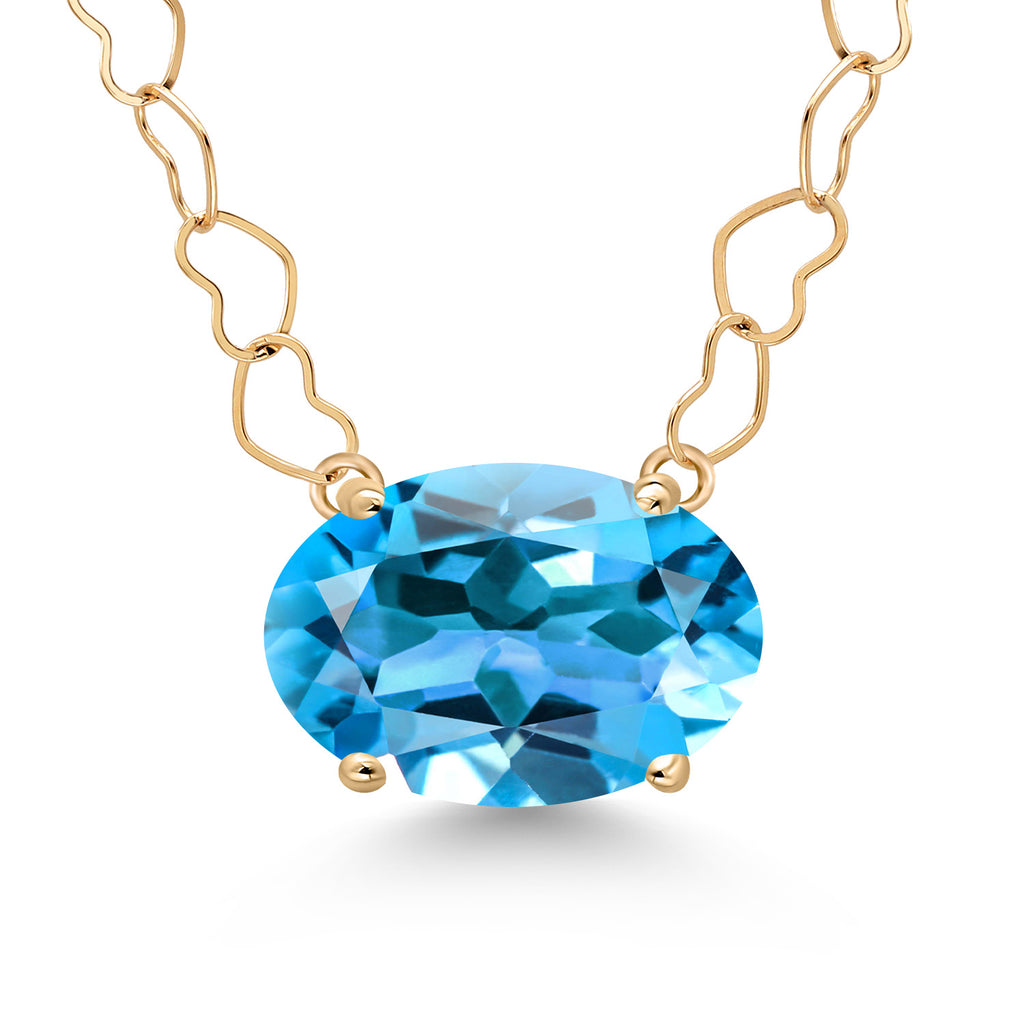 Swiss Blue Topaz - November_Necklace in 14K Yellow Gold