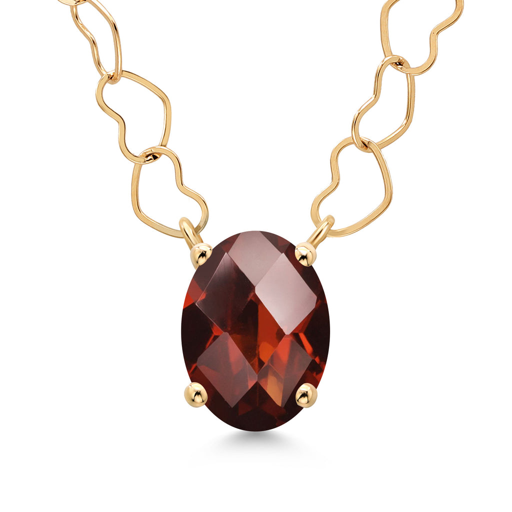 Garnet-Checkerboard - January_Necklace in 14K Yellow Gold