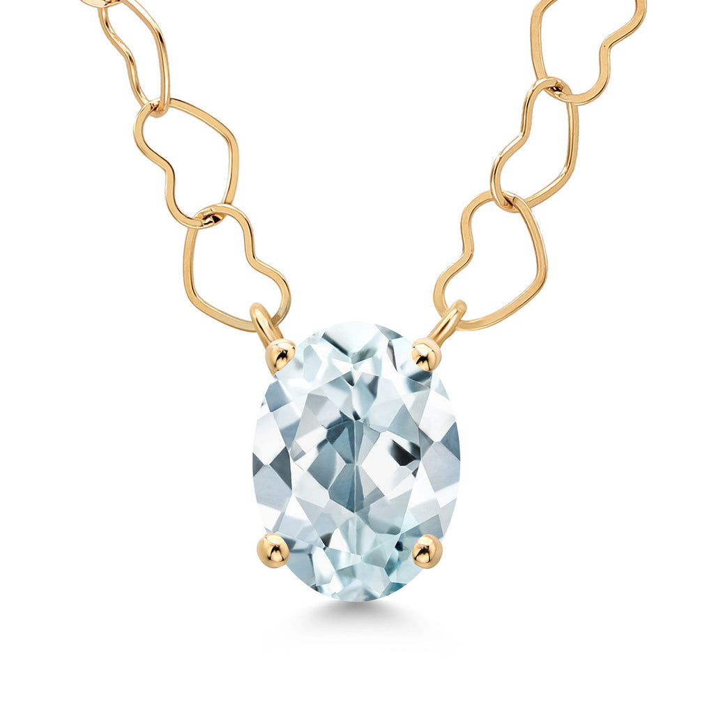 Aquamarine - March_Necklace in 14K Yellow Gold