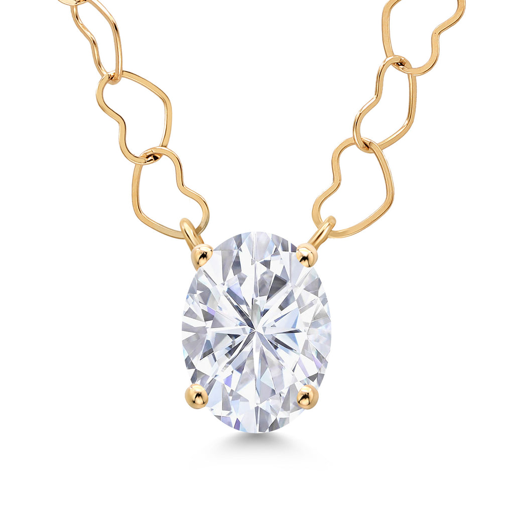 White Moissanite - April_Necklace in 14K Yellow Gold