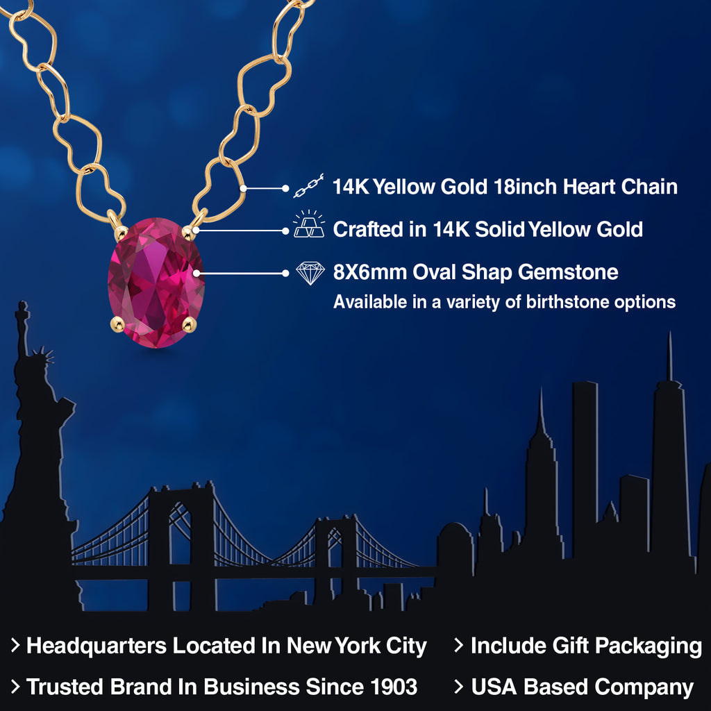 Created Ruby - July_Necklace in 14K Yellow Gold