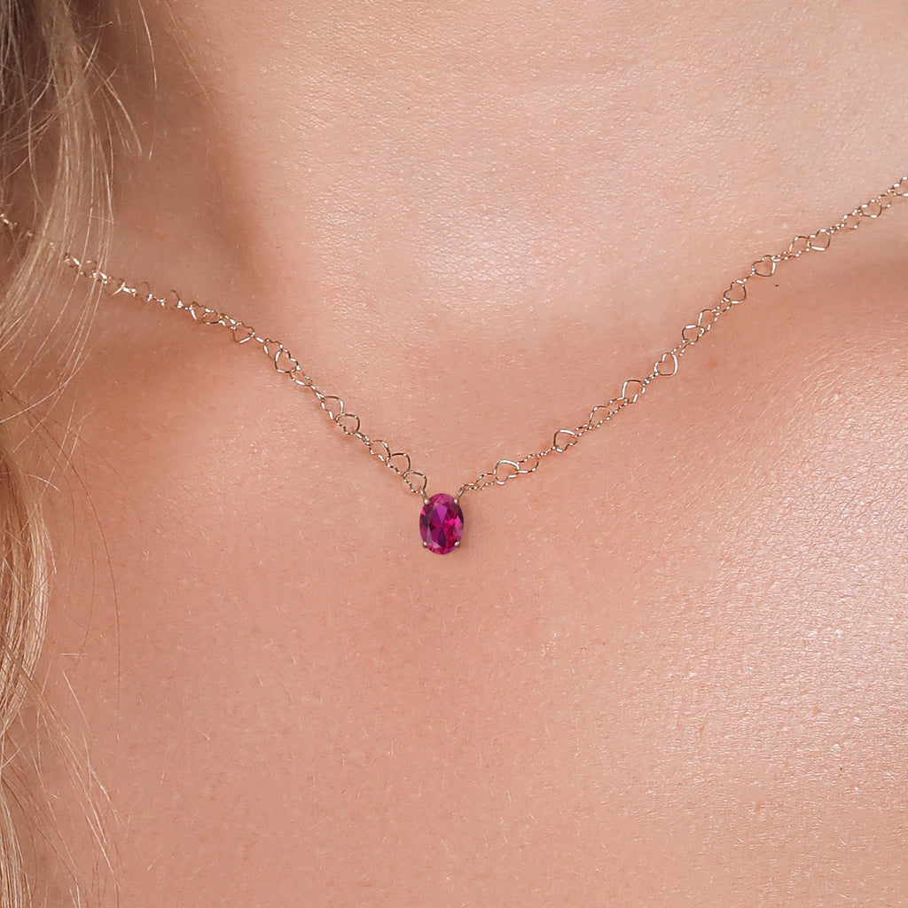 Created Ruby - July_Necklace in 14K Yellow Gold