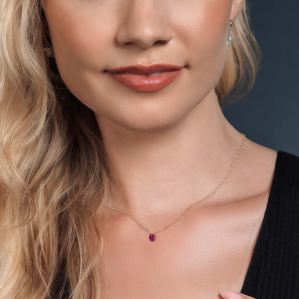 Created Ruby - July_Necklace in 14K Yellow Gold
