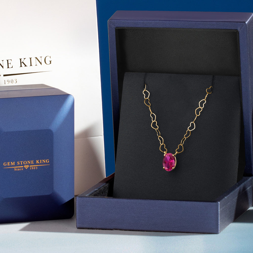 Created Ruby - July_Necklace in 14K Yellow Gold