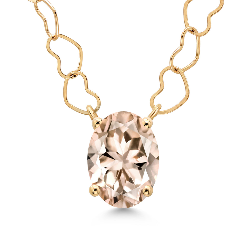 Morganite - October_Necklace in 14K Yellow Gold