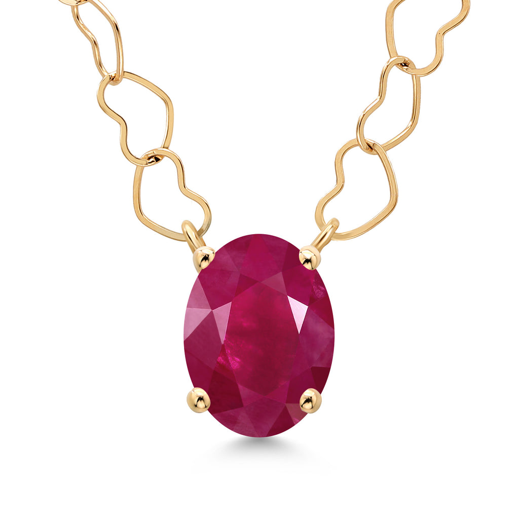Ruby - July_Necklace in 14K Yellow Gold