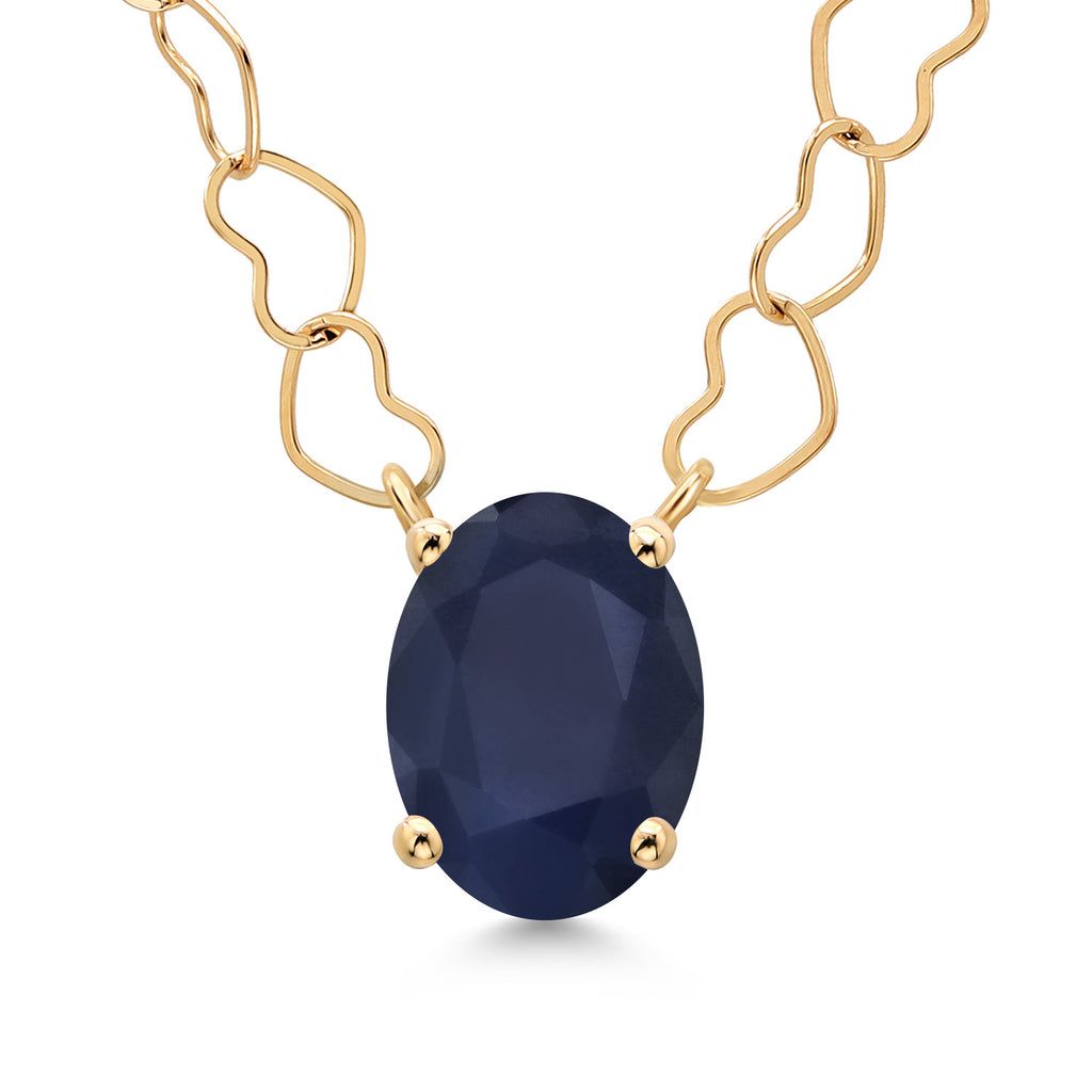 Blue Sapphire - September_Necklace in 14K Yellow Gold