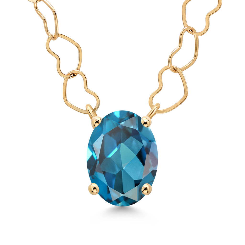 London Blue Topaz - November_Necklace in 14K Yellow Gold