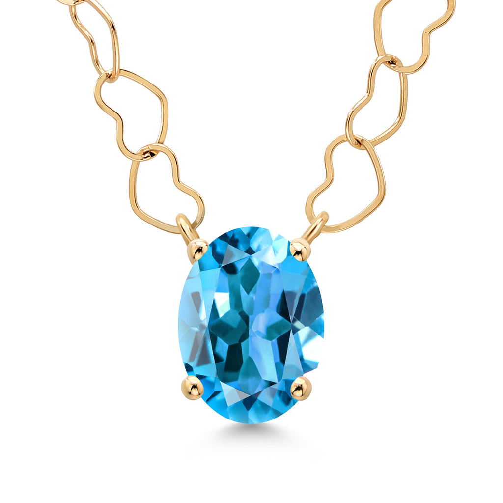 Swiss Blue Topaz - November_Necklace in 14K Yellow Gold