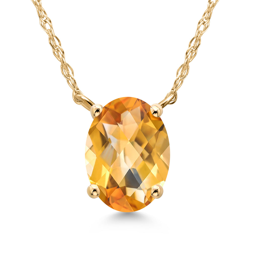 Citrine-Checkerboard - November_Necklace in 14K Yellow Gold