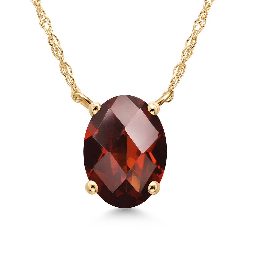 Garnet-Checkerboard - January_Necklace in 14K Yellow Gold