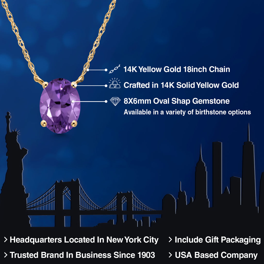 Amethyst - February_Necklace in 14K Yellow Gold
