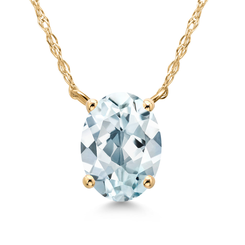 Aquamarine - March_Necklace in 14K Yellow Gold