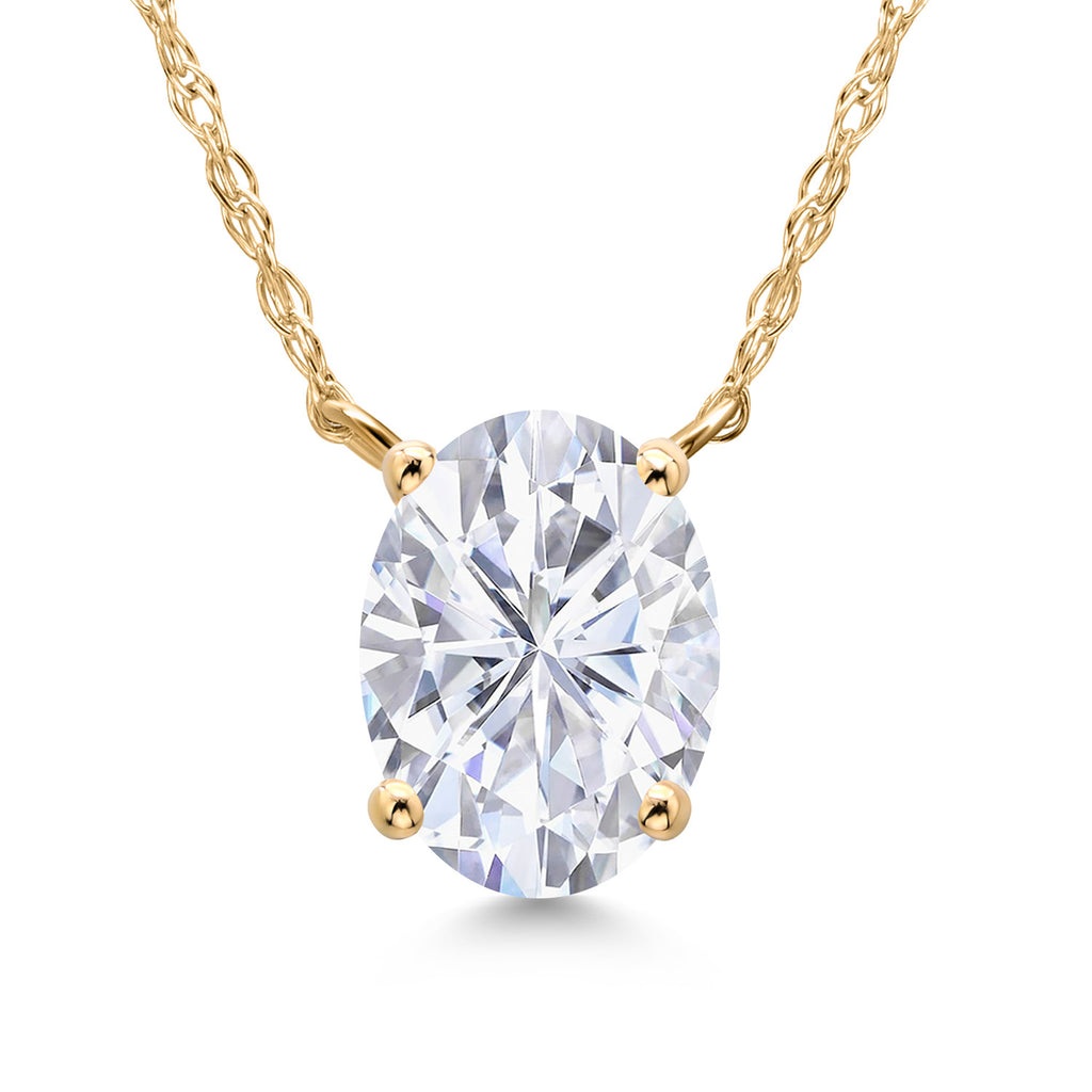 White Moissanite - April_Necklace in 14K Yellow Gold