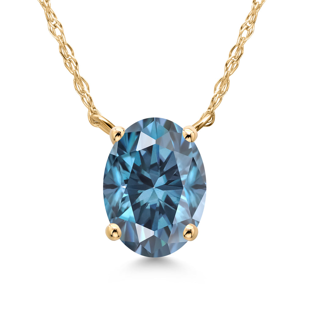 Persian Blue Moissanite - April_Necklace in 14K Yellow Gold