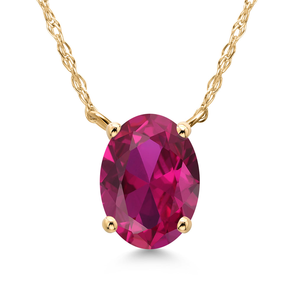 Created Ruby - July_Necklace in 14K Yellow Gold