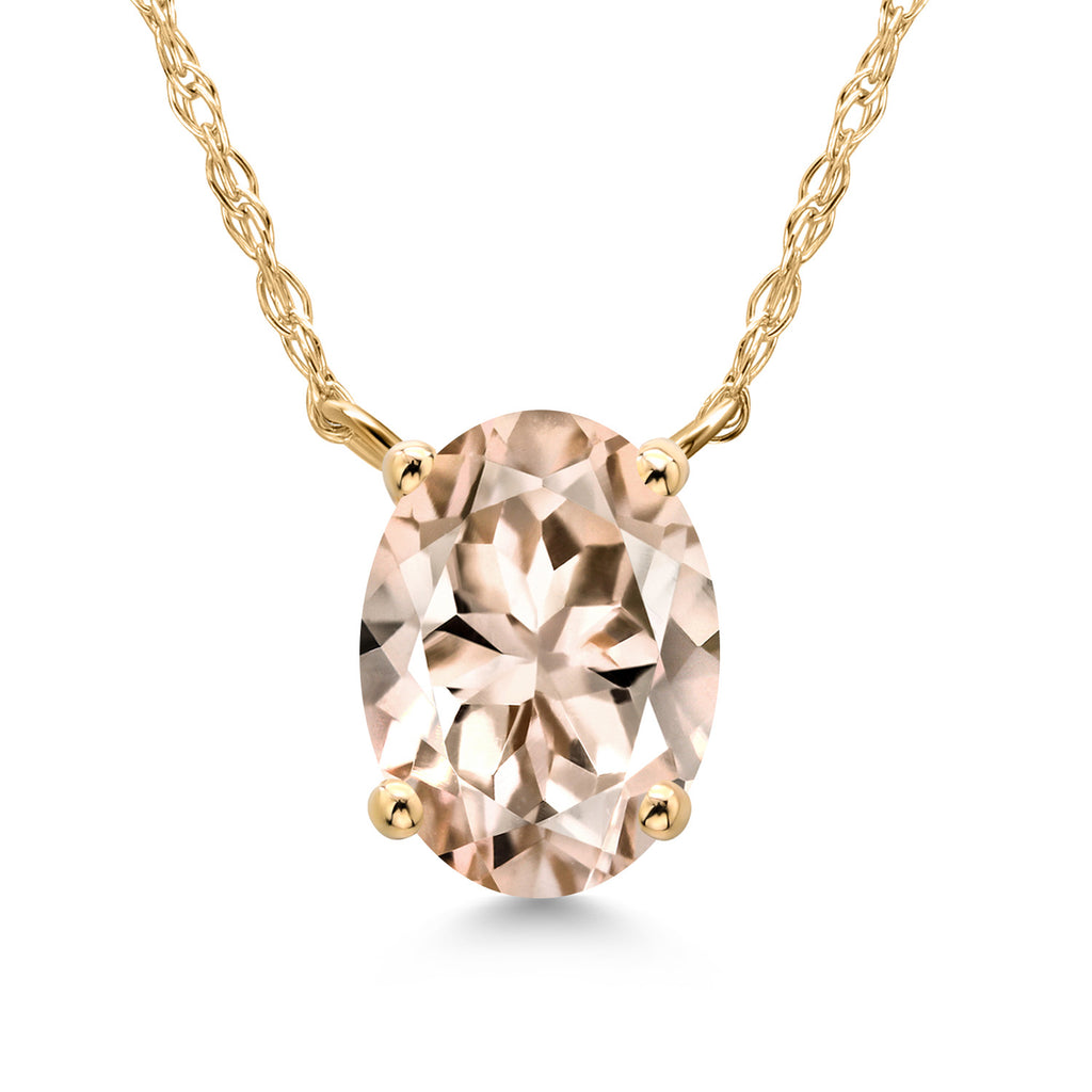 Morganite - October_Necklace in 14K Yellow Gold