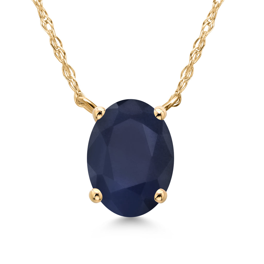 Blue Sapphire - September_Necklace in 14K Yellow Gold