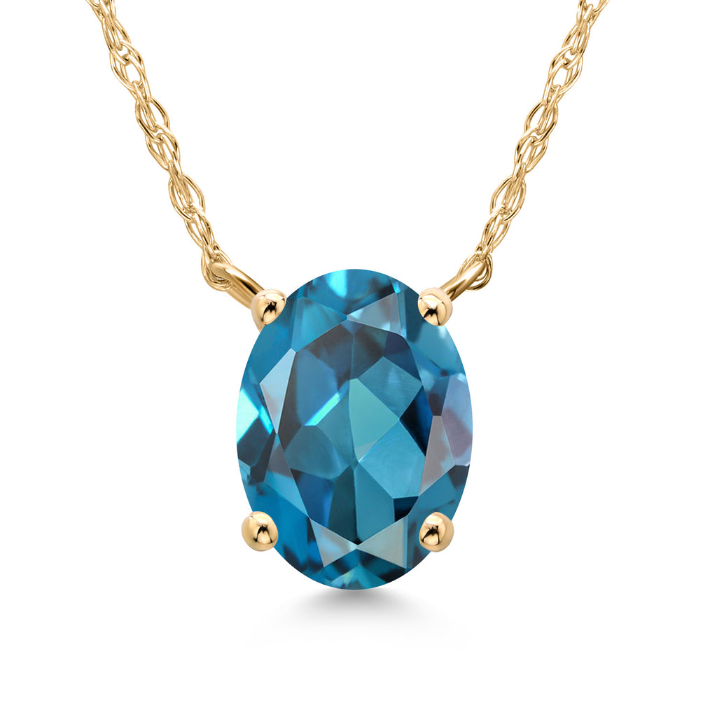 London Blue Topaz - November_Necklace in 14K Yellow Gold