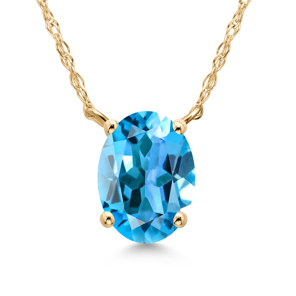 Swiss Blue Topaz - November_Necklace in 14K Yellow Gold