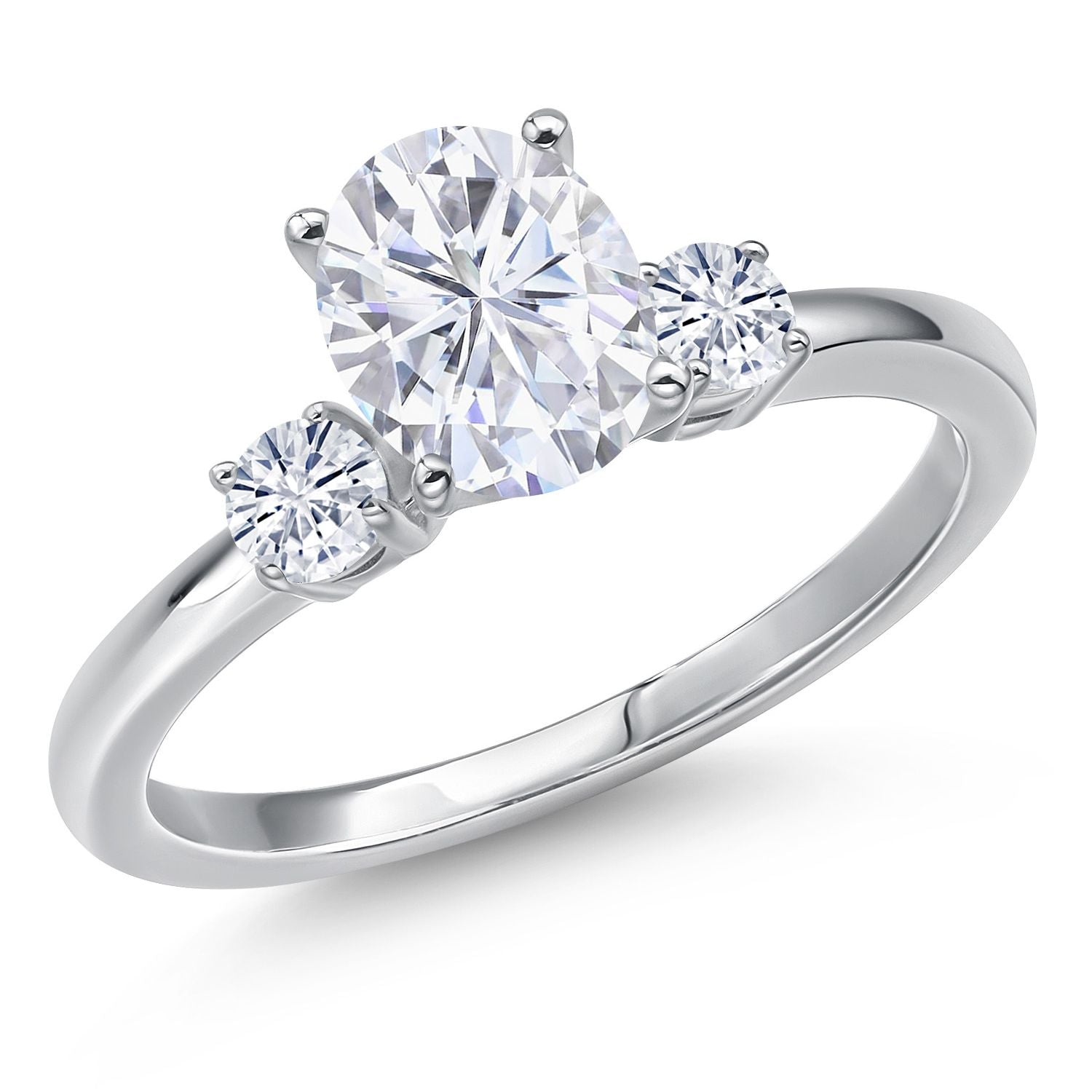 14K White Gold White Moissanite Engagement Ring For Women | 1.70 Cttw | Oval 8X6MM | Available in Size 5,6,7,8,9