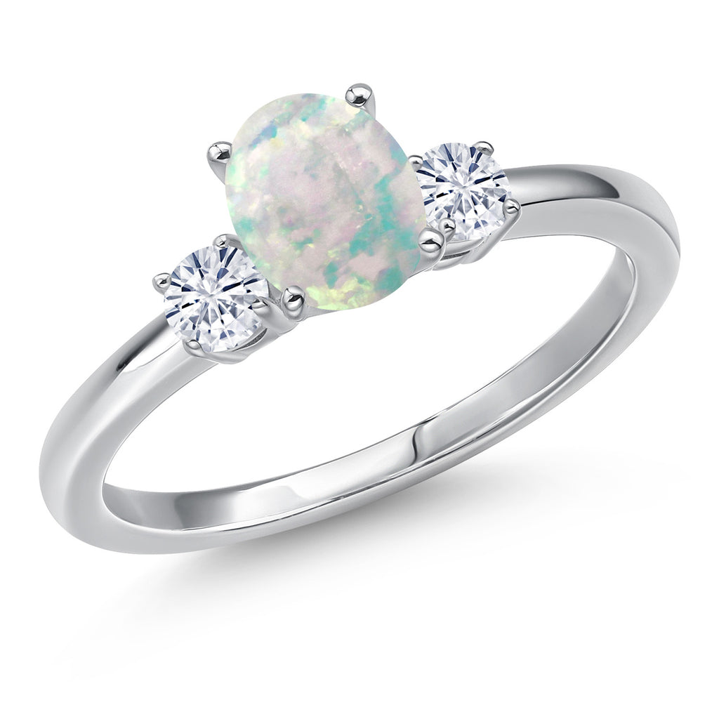 White Opal-Cabochon - October_7_Ring in 14K White Gold