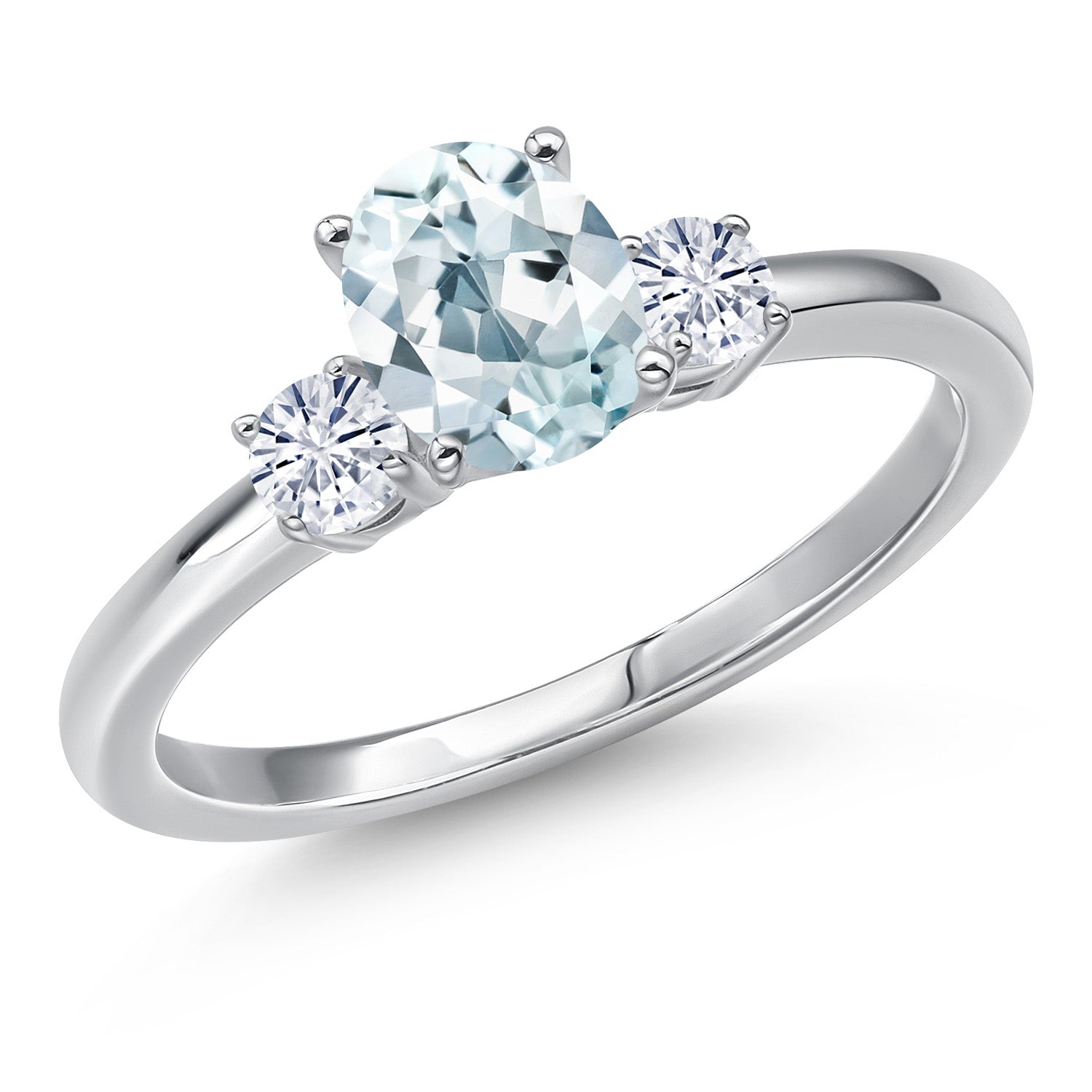 Aquamarine - March_6_Ring in 14K White Gold