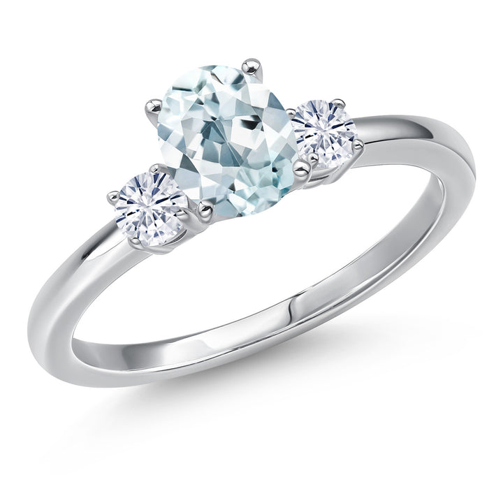 Aquamarine - March_5_Ring in 14K White Gold