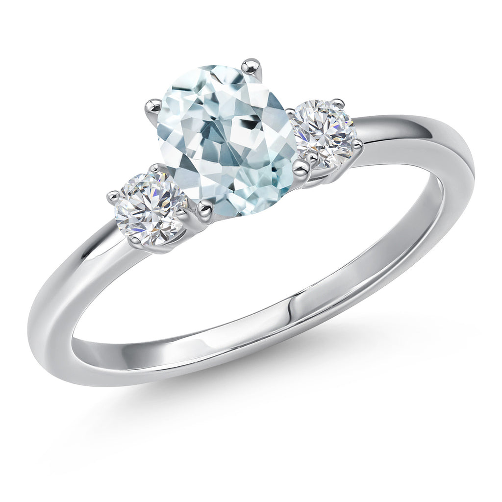 Aquamarine - March_6_Ring in 14K White Gold