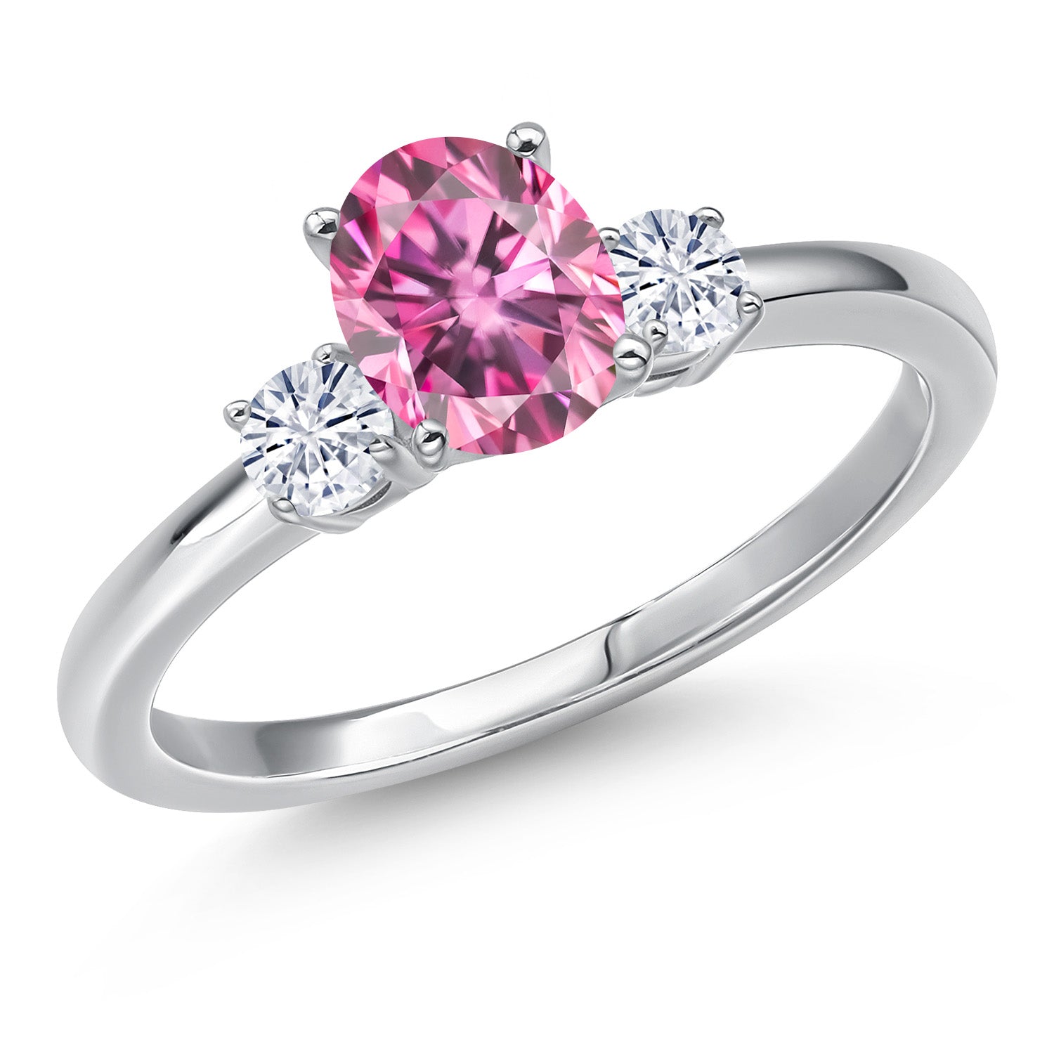 Pink Moissanite - April_9_Ring in 14K White Gold