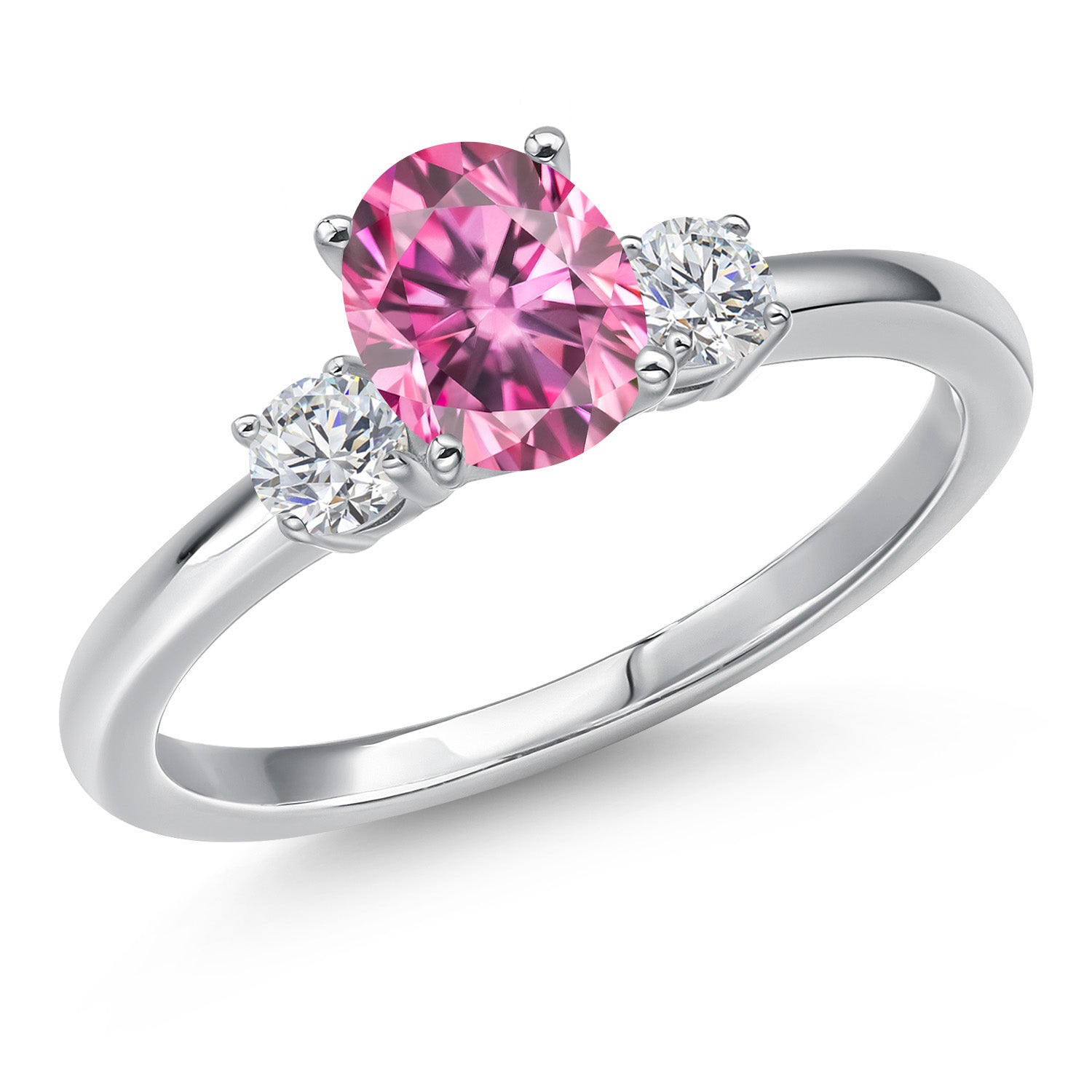 Pink Moissanite - April_7_Ring in 14K White Gold