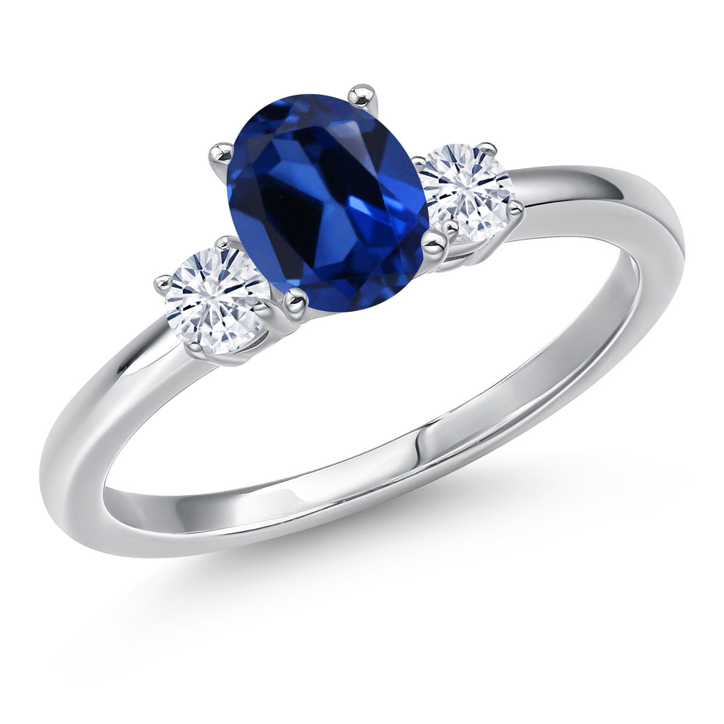 Blue Created Sapphire - September_9_Ring in 14K White Gold