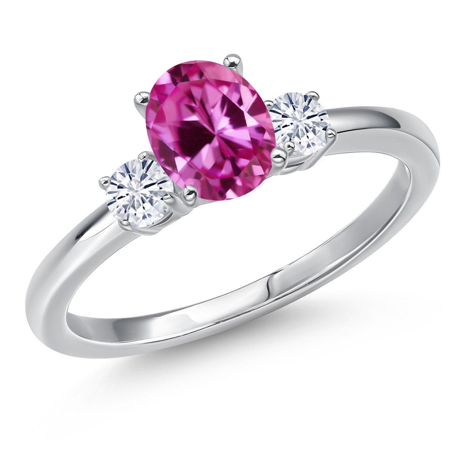 Pink Created Sapphire - September_6_Ring in 14K White Gold