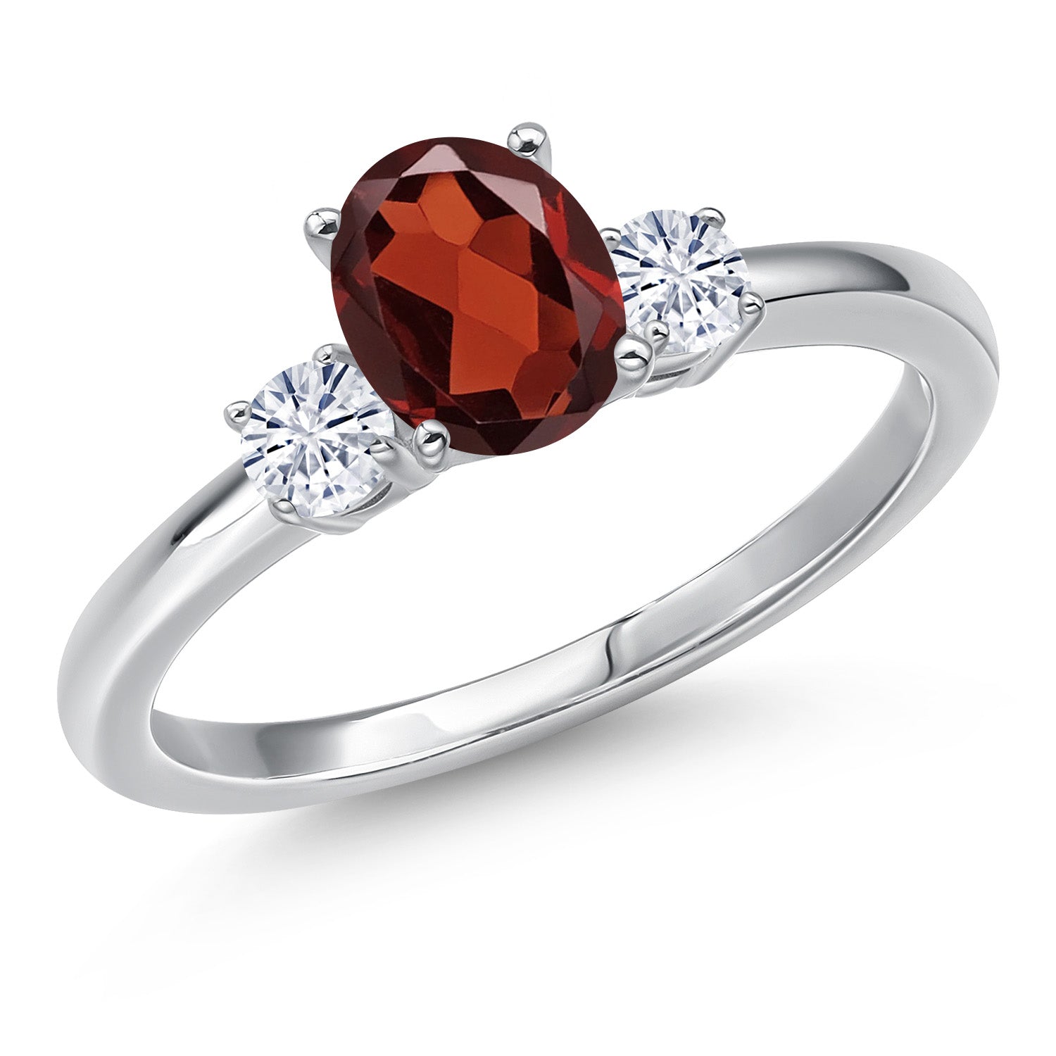 Garnet - January_8_Ring in 14K White Gold
