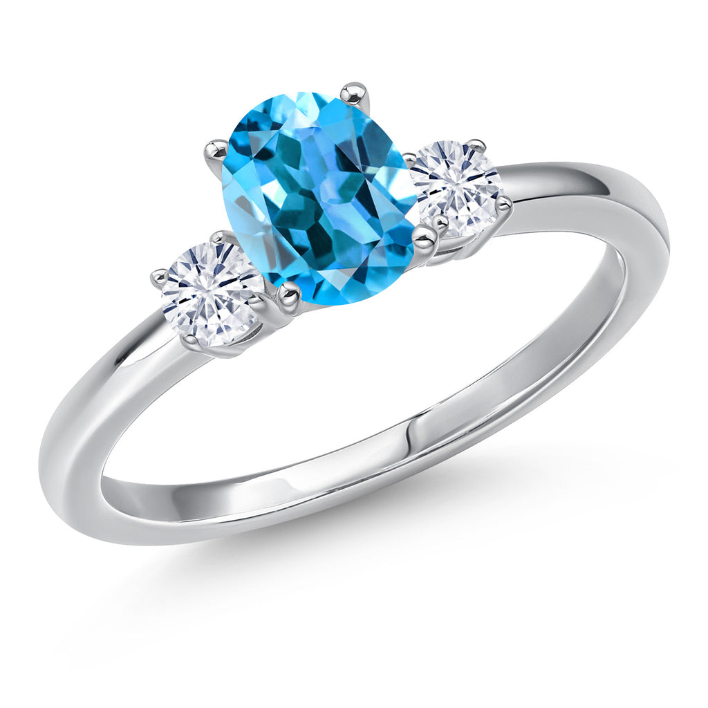 Swiss Blue Topaz - November_5_Ring in 14K White Gold