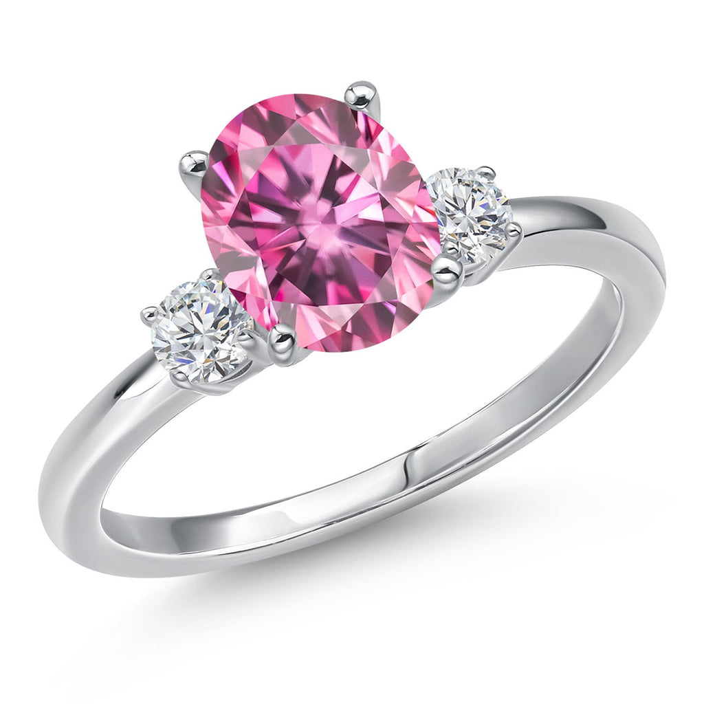 Pink Moissanite - April_8_Ring in 14K White Gold