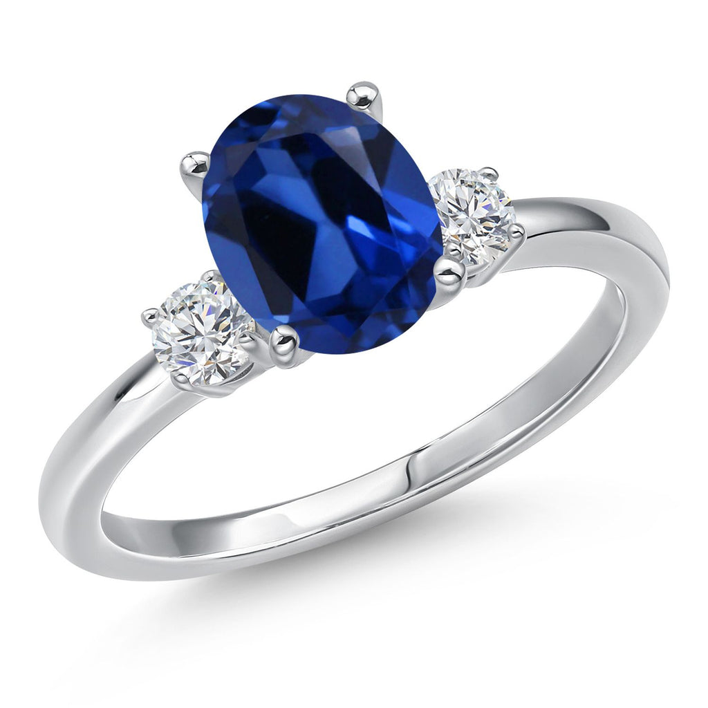 Blue Created Sapphire - September_5_Ring in 14K White Gold